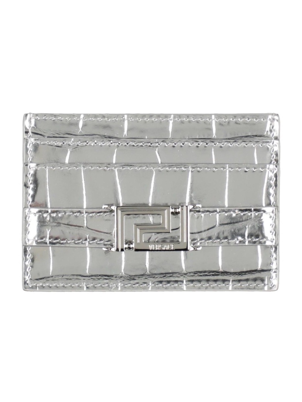 Versace crocodile embossed Greca Card Holder